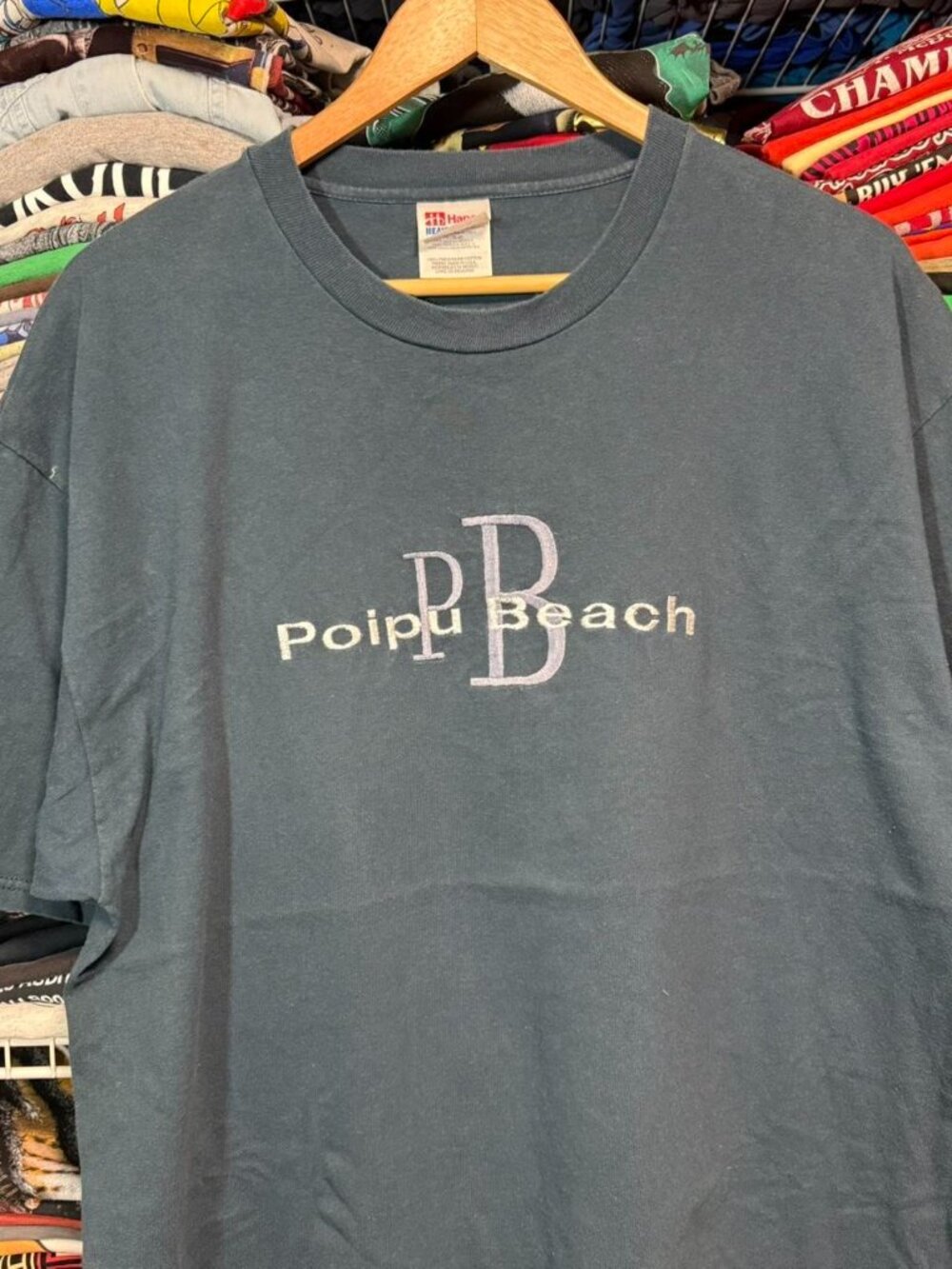 Y2K Poipu Beach Calvin Klein parody t shirt navy